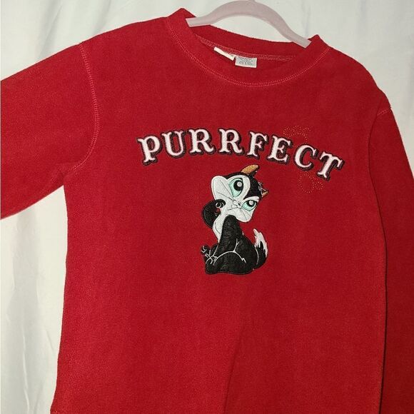 Looney Tunes Purrfect Red Fleece Sweatshirt Size M - Picture 3 of 8